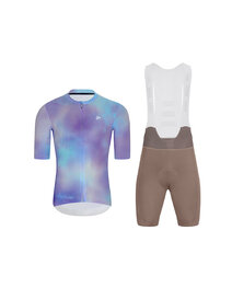 HOLOKOLO Cycling short sleeve jersey and shorts - COSMA - brown/light blue/purple